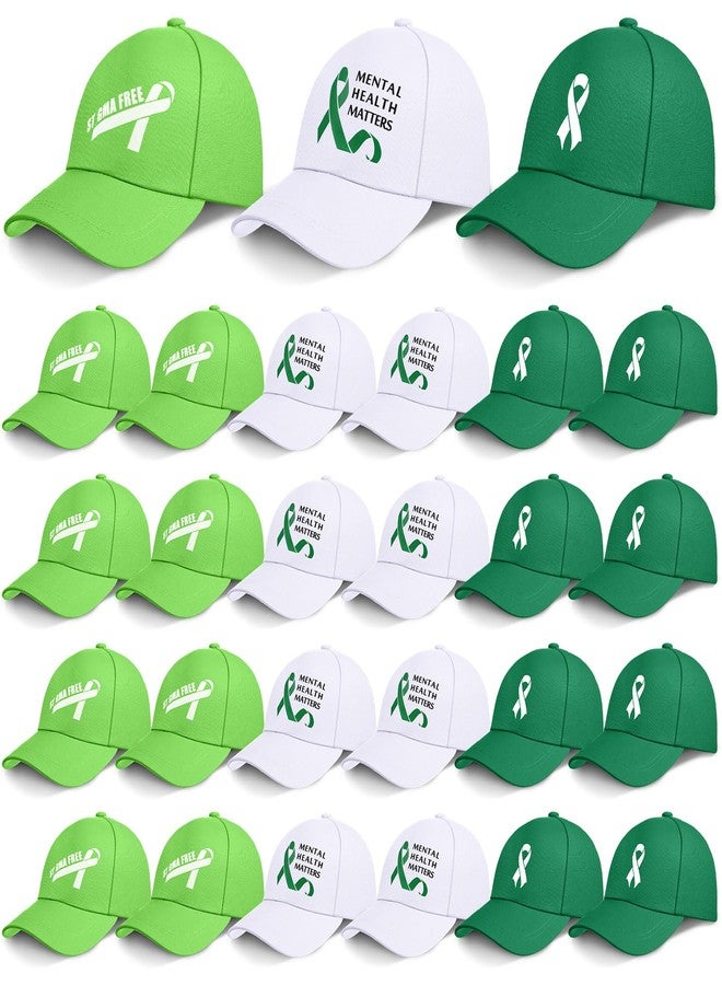 Croloose 15 Pcs Mental Health Awareness Baseball Cap Green Ribbon Trucker Hats for Mental Health Lymphoma Awareness Suicide Prevention - Image 1